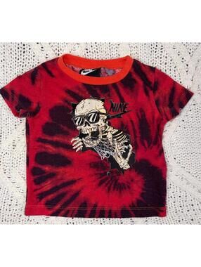Nike Frenzy Skull Skeleton Red Tie Dye Basketball T-Shirt Boys 12 Months